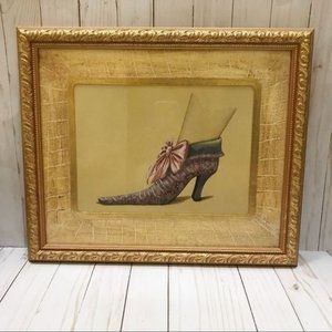 Framed Victorian Shoe With Bow Art by Fiona Saunders